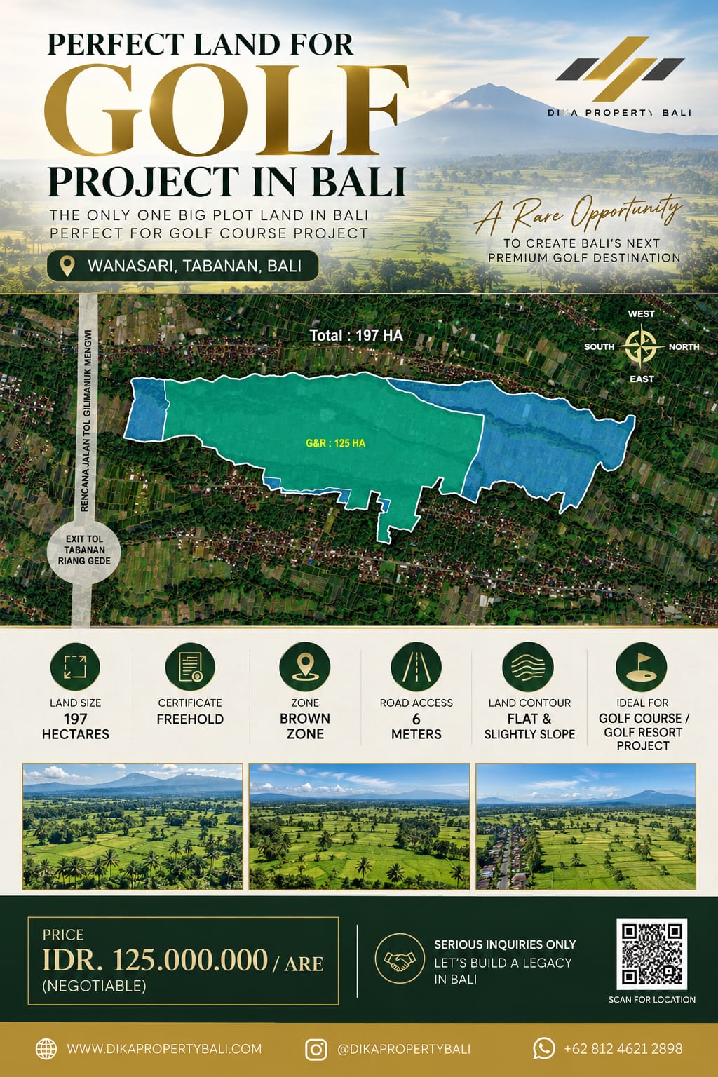 RARE OPPORTUNITY TO SECURE BALI LAND, SUITABLE FOR GOLF COURSE DEVELOPMENT