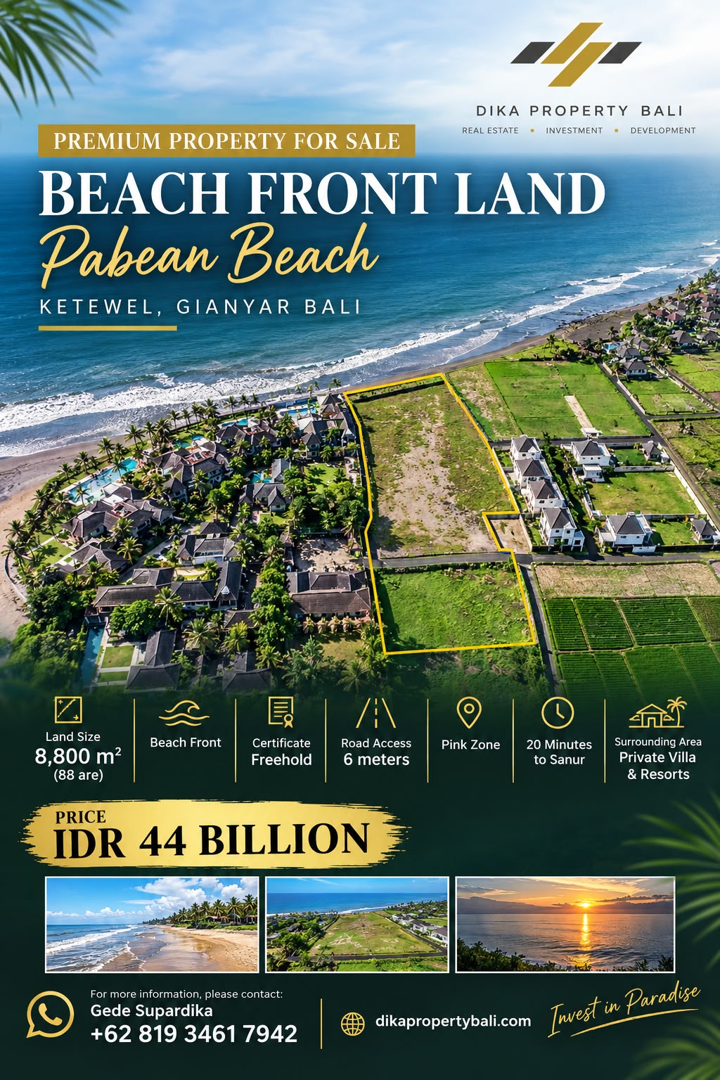 PABEAN BEACH FRONT LAND KETEWEL GIANYAR BALI